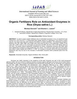 Organic Fertilizers Role on Antioxidant Enzymes in Rice (Oryza