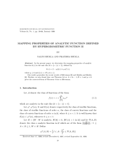 MAPPING PROPERTIES OF ANALYTIC FUNCTION DEFINED BY