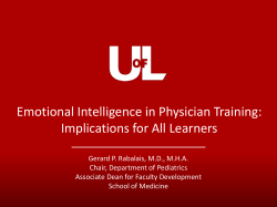 Emotional Intelligence in Physician Training: Implications for All