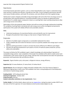 Project Title: Solar energy powered Organic Rankine Cycle