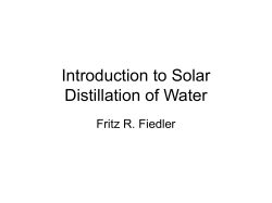 Introduction to Solar Distillation of Water