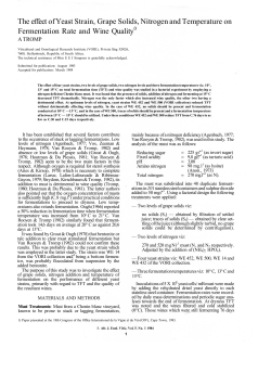 The effect of Yeast Strain, Grape Solids, Nitrogen and Temperature