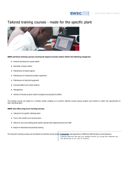 Tailored training courses - made for the specific plant