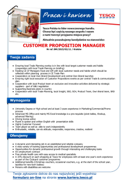 CUSTOMER PROPOSITION MANAGER