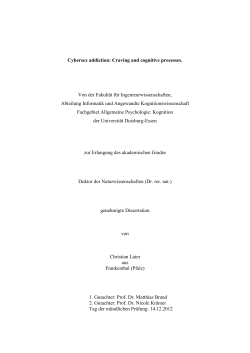 Cybersex addiction: Craving and cognitive processes. Von der