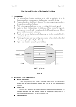 Team # 348 Page 1 of 18 The Optimal Number of Tollbooths