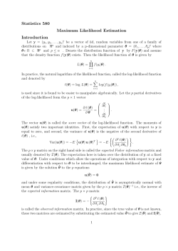 Statistics 580 Maximum Likelihood Estimation Introduction