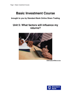 Basic Investment Course - JSE Investment Challenge