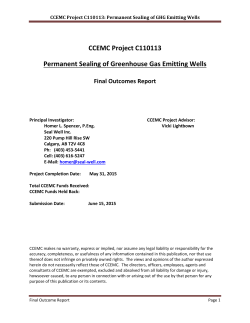 CCEMC Project C110113 Permanent Sealing of Greenhouse Gas