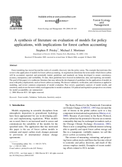A synthesis of literature on evaluation of models for policy