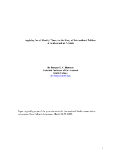 Applying Social Identity Theory to the Study of International Politics