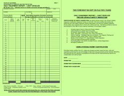 ME-102, Daily Equipment Report - Light Vehicles