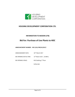 Bid For: Purchase of Live Plants to HDC
