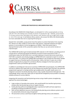 CAPRISA 008 Factsheet - Centre for the Aids Programme of