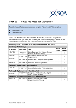 Pre Press at SCQF level 6 Structure