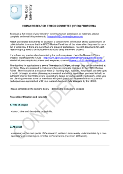 Human Research Ethics Committee proforma