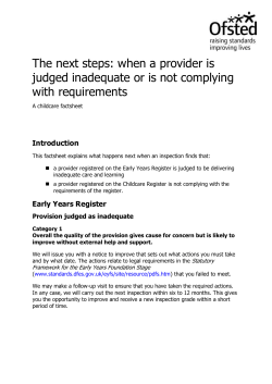 The next steps: when a provider is judged inadequate or is