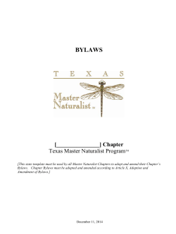 Bylaws of the [ ] - Texas Master Naturalist