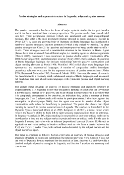 Passive strategies and argument structure in