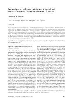 Red and purple coloured potatoes as a significant antioxidant