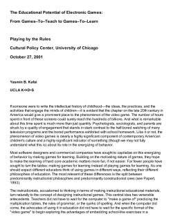 The Educational Potential of Electronic Games