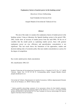 1 Explanatory factors of market power in the banking system