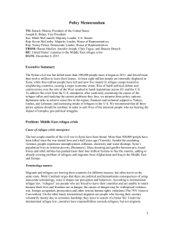 Policy Memo on Middle East Refugee Crisis