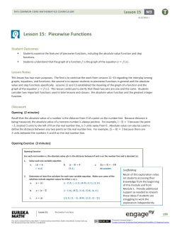 Algebra I Module 3, Topic C, Lesson 15: Teacher Version