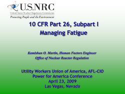 Managing Fatigue &ndash; U.S. NRC - Utility Workers Union of America