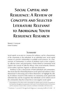 Social Capital and Resilience: A Review of Concepts and Selected