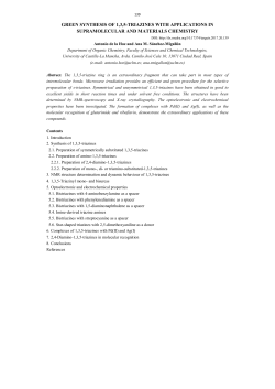 GREEN SYNTHESIS OF 1,3,5-TRIAZINES WITH APPLICATIONS IN