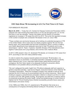 CDC Data Show TB Increasing In US For First Time in