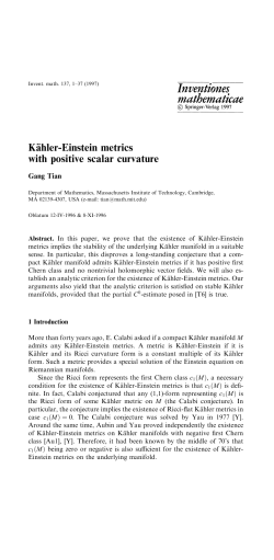 kahler-einstein metrics with positive scalar curvature