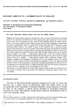 SICKNESS ABSENCE IN A RUBBER PLANT IN POLAND