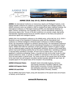 AAMAS 2018 Call for Papers