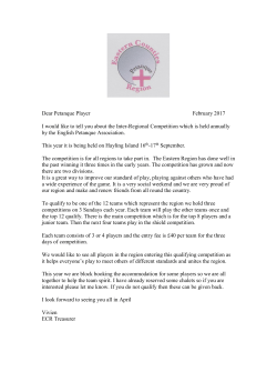 Dear Petanque Player February 2017 I would like to tell