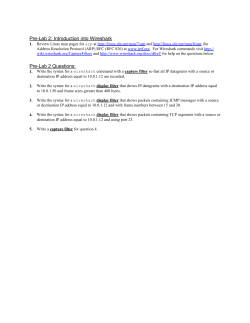Introduction into Wireshark Pre-Lab 2 Questions