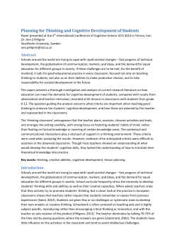 The Role of Thinking in the Cognitive Development of Students