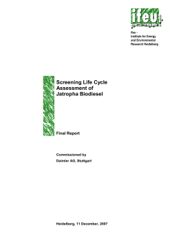 Screening Life Cycle Assessment of Jatropha Biodiesel