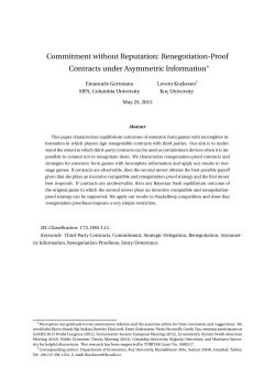 Commitment without Reputation: Renegotiation