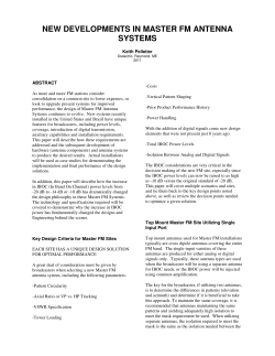 new developments in master fm antenna systems