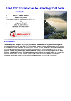 Read PDF Introduction to Limnology Full Book