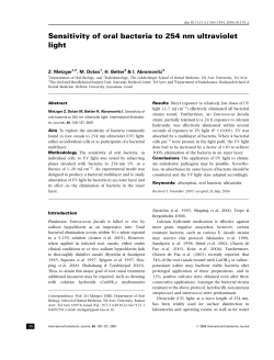 Sensitivity of oral bacteria to 254 nm ultraviolet light
