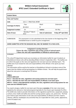 Assessment feedback - Wildern School WIN