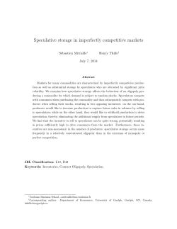 Speculative storage in imperfectly competitive markets