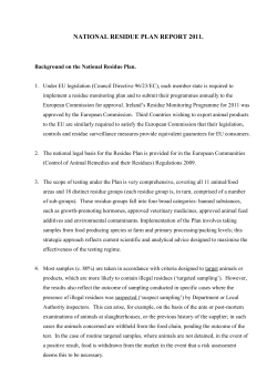 DAFF RELEASES RESULTS OF 2008 NATIONAL RESIDUE PLAN