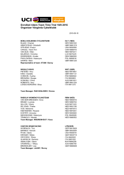 Enrolled riders Team Time Trial 19/8 2016