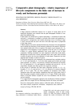 Comparative Plant Demography--Relative Importance of Life