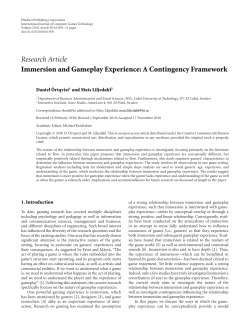 Research Article Immersion and Gameplay Experience