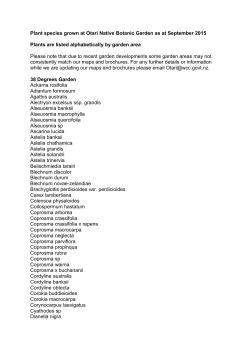 Plant species grown at Otari Native Botanic Garden as at September